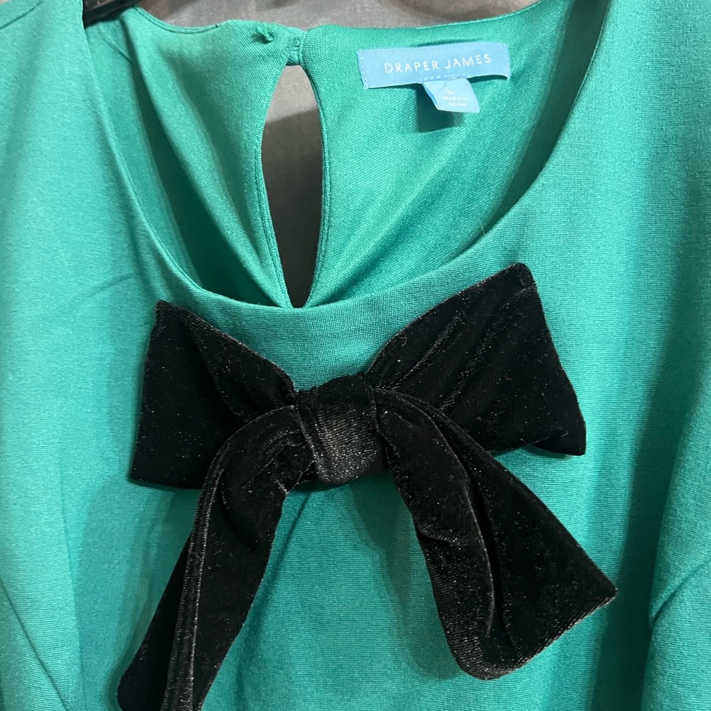 NWT Draper James Emerald women’s sleevless lined Dress with Velvet Bow size L - Picture 4 of 4